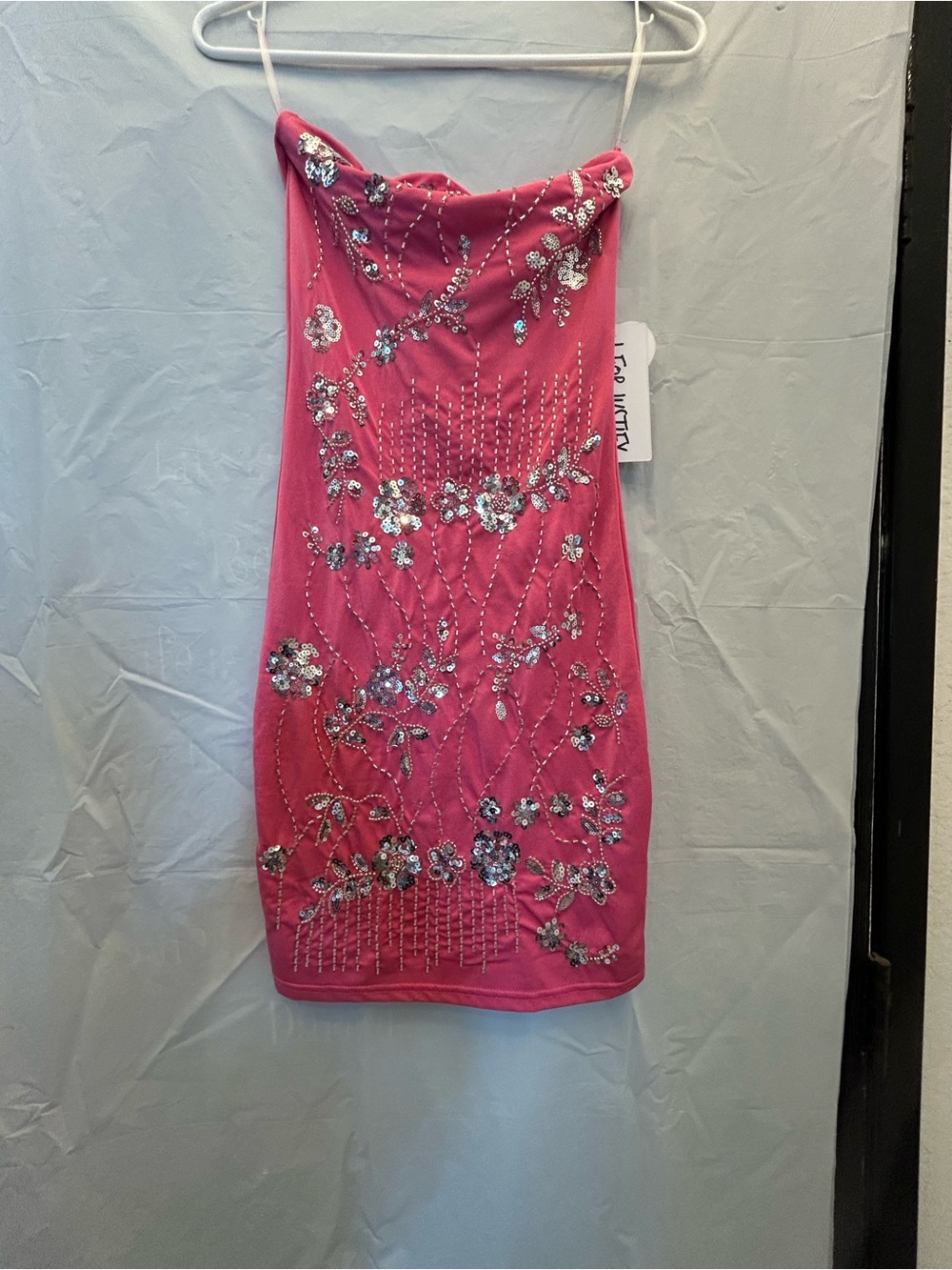 J for Justify Junior Size Hot Pink Beaded Strapless Mini Dress Sz XS NWWT